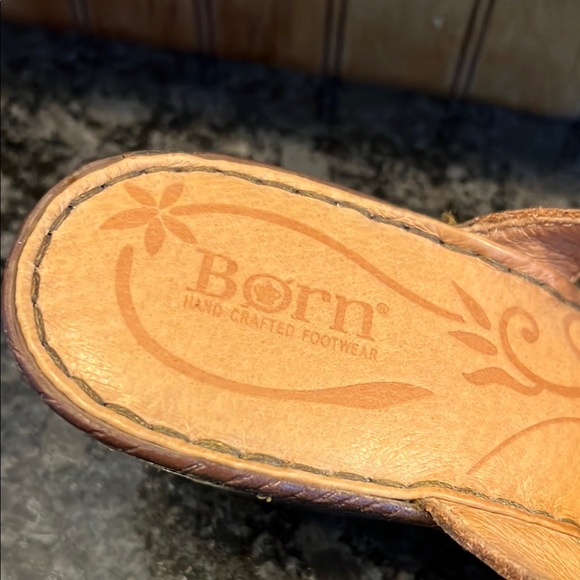 Born Brown Leather Wedge Sandals - Picture 8 of 8